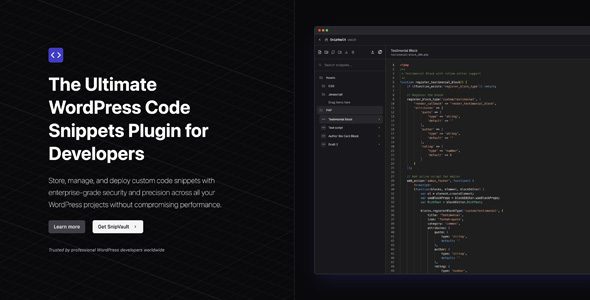 SnipVault 1.0.20 — Плагин для сниппетов WordPress