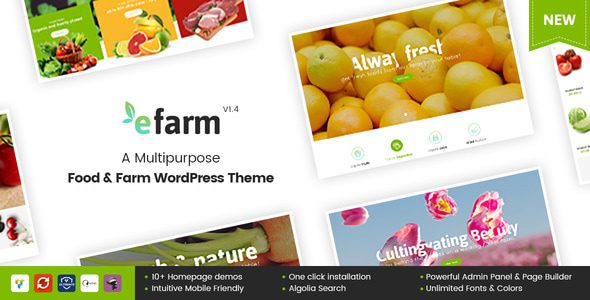eFarm 2.1.1 — Многоцелевая тема WordPress для фермерства и еды
