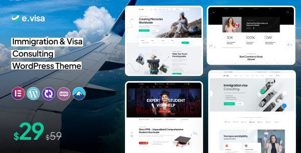 Evisa 1.0.2 — Тема WordPress для визовых услуг