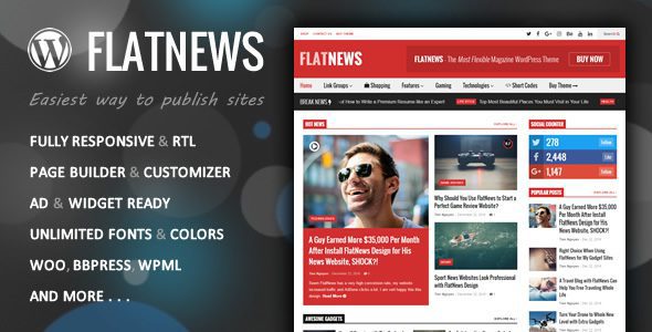 FlatNews 6.1 — Адаптивная тема WordPress для журналов