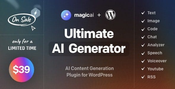 MagicAI for WordPress 1.4 — Генератор AI-текста, изображений, чата, кода и голоса