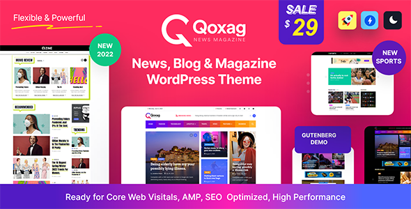 Qoxag 2.1.1 — Тема WordPress для новостей и журналов
