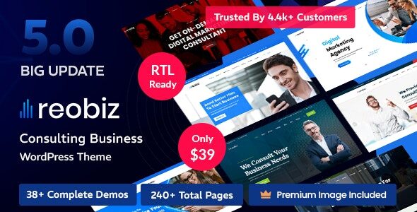 Reobiz 7.0.2 — Тема WordPress для консалтингового бизнеса