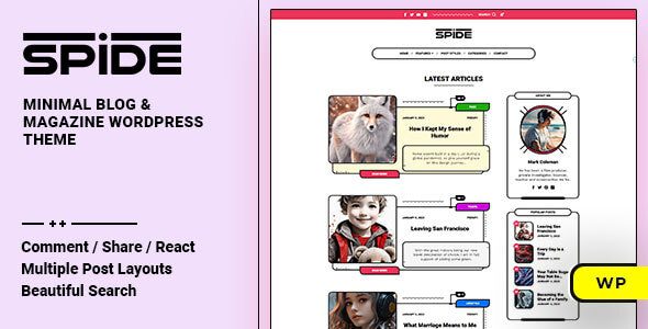Spide 1.0.5 — Тема WordPress для блога и журнала